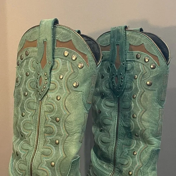 ~Turquoise Justin Women’s Marino Cowboy Boots ~ - Picture 10 of 10